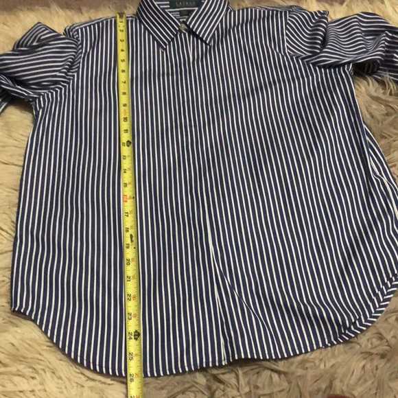Wmns Ralph Lauren Dress Shirt-Blue & White-Sz M-Cotton - Picture 11 of 15